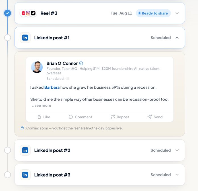 Guest content calendar: reels and LinkedIn posts