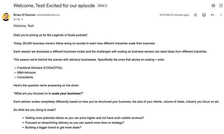 Pre-pod welcome email